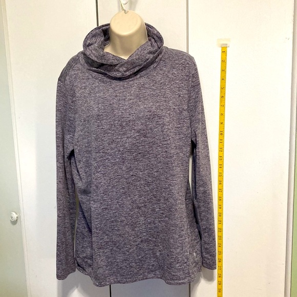 Apana Cowl Neck Pullover Yoga Heather Gray Purple Sweatshirt Womens Large - Picture 2 of 10